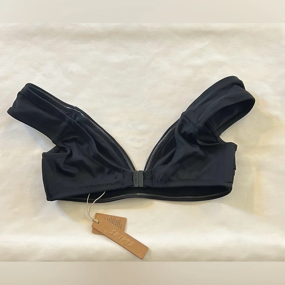 SKIMS Black V-Neck Bikini Top